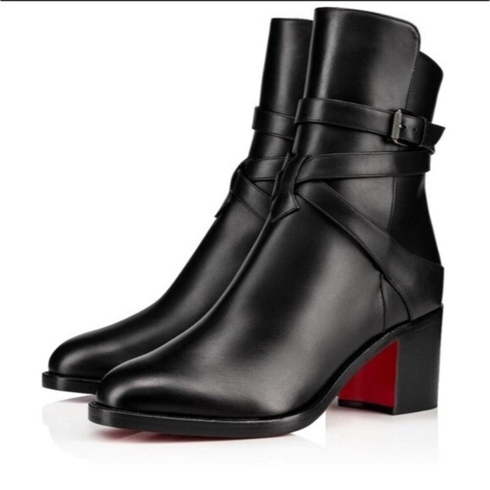 Christian Louboutin Karistrap Leather 70mm Black Ankle Boot 36.5 BNIB